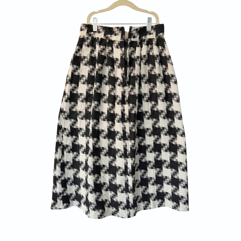 Vintage Norton & Company Houndstooth Midi Skirt w/ Pockets Women XS Office Siren - Picture 2 of 12
